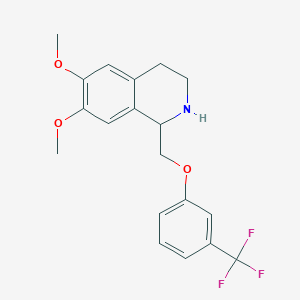 molecular formula C19H20F3NO3 B2443681 6,7-Dimethoxy-1-{[3-(trifluoromethyl)phenoxy]methyl}-1,2,3,4-tetrahydroisoquinoline CAS No. 865546-41-4