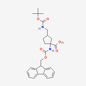 molecular formula C27H32N2O6 B2443685 3-({[(叔丁氧羰基)氨基}甲基)-1-{[(9H-芴-9-基甲氧羰基)氨基}环戊烷-1-羧酸 CAS No. 1803609-23-5