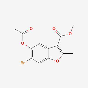 molecular formula C13H11BrO5 B2443695 Methyl 5-(acetyloxy)-6-bromo-2-methyl-1-benzofuran-3-carboxylate CAS No. 308295-34-3