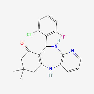 molecular formula C20H19ClFN3O B2443697 6-(2-chloro-6-fluorophenyl)-9,9-dimethyl-6,8,10,11-tetrahydro-5H-pyrido[3,2-b][1,4]benzodiazepin-7-one CAS No. 1022505-60-7