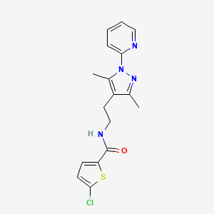 molecular formula C17H17ClN4OS B2443698 5-chloro-N-(2-(3,5-dimethyl-1-(pyridin-2-yl)-1H-pyrazol-4-yl)ethyl)thiophene-2-carboxamide CAS No. 2034257-08-2