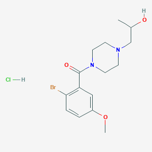 molecular formula C15H22BrClN2O3 B2443735 (2-溴-5-甲氧基苯基)(4-(2-羟基丙基)哌嗪-1-基)甲酮盐酸盐 CAS No. 1396712-10-9