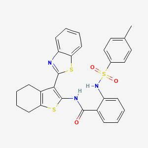 molecular formula C29H25N3O3S3 B2443741 N-[3-(1,3-benzothiazol-2-yl)-4,5,6,7-tetrahydro-1-benzothiophen-2-yl]-2-[(4-methylphenyl)sulfonylamino]benzamide CAS No. 328027-75-4