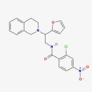 molecular formula C22H20ClN3O4 B2443752 2-chloro-N-(2-(3,4-dihydroisoquinolin-2(1H)-yl)-2-(furan-2-yl)ethyl)-4-nitrobenzamide CAS No. 898458-66-7