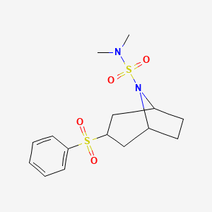 molecular formula C15H22N2O4S2 B2443757 (1R,5S)-N,N-dimethyl-3-(phenylsulfonyl)-8-azabicyclo[3.2.1]octane-8-sulfonamide CAS No. 1448131-37-0