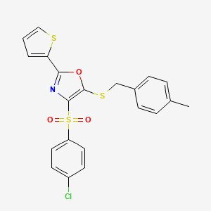 4-((4-Chlorophenyl)sulfonyl)-5-((4-methylbenzyl)thio)-2-(thiophen-2-yl)oxazole