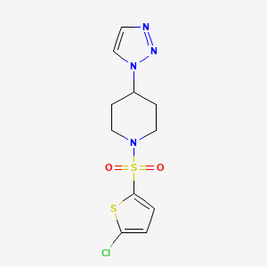 molecular formula C11H13ClN4O2S2 B2443765 1-((5-chlorothiophen-2-yl)sulfonyl)-4-(1H-1,2,3-triazol-1-yl)piperidine CAS No. 1795190-51-0