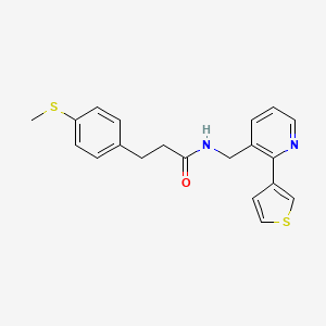 3-(4-(methylthio)phenyl)-N-((2-(thiophen-3-yl)pyridin-3-yl)methyl)propanamide