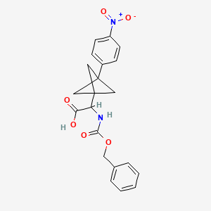 molecular formula C21H20N2O6 B2443787 2-[3-(4-Nitrophenyl)-1-bicyclo[1.1.1]pentanyl]-2-(phenylmethoxycarbonylamino)acetic acid CAS No. 2287267-72-3