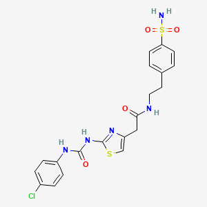 molecular formula C20H20ClN5O4S2 B2443792 2-(2-(3-(4-chlorophenyl)ureido)thiazol-4-yl)-N-(4-sulfamoylphenethyl)acetamide CAS No. 921469-83-2