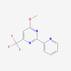 molecular formula C11H8F3N3O B2443795 Methyl 2-(2-pyridinyl)-6-(trifluoromethyl)-4-pyrimidinyl ether CAS No. 338418-04-5