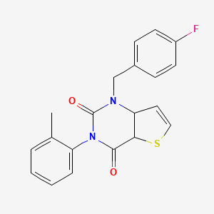 molecular formula C20H15FN2O2S B2443805 1-[(4-fluorophenyl)methyl]-3-(2-methylphenyl)-1H,2H,3H,4H-thieno[3,2-d]pyrimidine-2,4-dione CAS No. 1326905-62-7