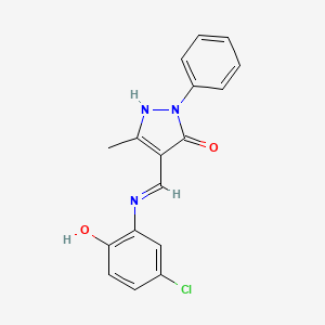 molecular formula C17H14ClN3O2 B2443810 4-[(5-chloro-2-hydroxyanilino)methylene]-5-methyl-2-phenyl-2,4-dihydro-3H-pyrazol-3-one CAS No. 320425-01-2