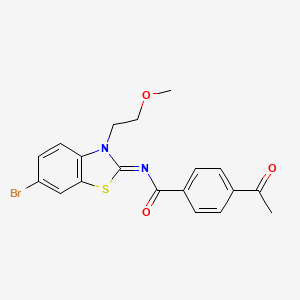 (Z)-4-acetyl-N-(6-bromo-3-(2-methoxyethyl)benzo[d]thiazol-2(3H)-ylidene)benzamide