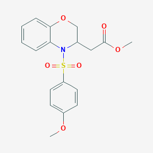 molecular formula C18H19NO6S B2443814 methyl 2-{4-[(4-methoxyphenyl)sulfonyl]-3,4-dihydro-2H-1,4-benzoxazin-3-yl}acetate CAS No. 439107-36-5
