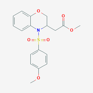 molecular formula C18H19NO6S B2443814 2-{4-[(4-甲氧基苯基)磺酰基]-3,4-二氢-2H-1,4-苯并噁嗪-3-基}乙酸甲酯 CAS No. 439107-36-5