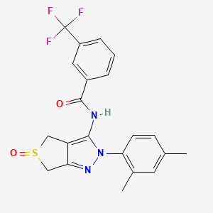 molecular formula C21H18F3N3O2S B2443816 N-(2-(2,4-dimethylphenyl)-5-oxido-4,6-dihydro-2H-thieno[3,4-c]pyrazol-3-yl)-3-(trifluoromethyl)benzamide CAS No. 1020247-34-0