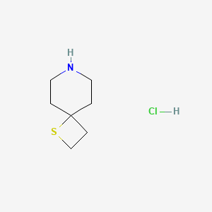 molecular formula C7H14ClNS B2443825 1-Thia-7-azaspiro[3.5]nonane;hydrochloride CAS No. 2567497-57-6