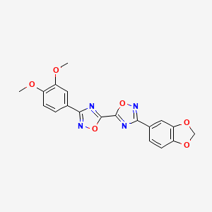 molecular formula C19H14N4O6 B2443827 3-(1,3-Benzodioxol-5-yl)-3'-(3,4-dimethoxyphenyl)-5,5'-bi-1,2,4-oxadiazole CAS No. 1775304-32-9
