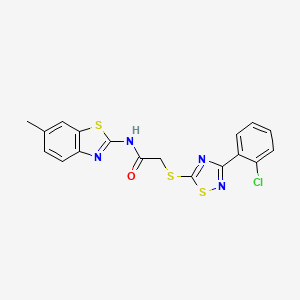 molecular formula C18H13ClN4OS3 B2443828 2-((3-(2-chlorophenyl)-1,2,4-thiadiazol-5-yl)thio)-N-(6-methylbenzo[d]thiazol-2-yl)acetamide CAS No. 864919-54-0