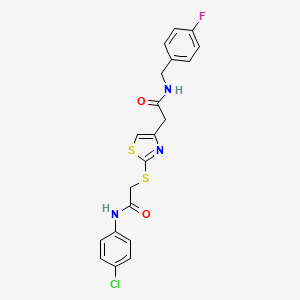 molecular formula C20H17ClFN3O2S2 B2443836 N-(4-chlorophenyl)-2-((4-(2-((4-fluorobenzyl)amino)-2-oxoethyl)thiazol-2-yl)thio)acetamide CAS No. 954018-03-2