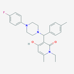 molecular formula C26H30FN3O2 B2443841 1-ethyl-3-((4-(4-fluorophenyl)piperazin-1-yl)(p-tolyl)methyl)-4-hydroxy-6-methylpyridin-2(1H)-one CAS No. 939240-69-4