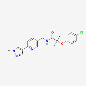 molecular formula C20H21ClN4O2 B2443846 2-(4-chlorophenoxy)-2-methyl-N-((6-(1-methyl-1H-pyrazol-4-yl)pyridin-3-yl)methyl)propanamide CAS No. 2034232-69-2