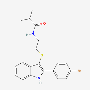 molecular formula C20H21BrN2OS B2443848 N-(2-((2-(4-bromophenyl)-1H-indol-3-yl)thio)ethyl)isobutyramide CAS No. 919714-33-3