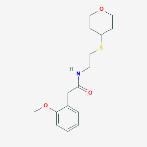 molecular formula C16H23NO3S B2443860 2-(2-methoxyphenyl)-N-(2-((tetrahydro-2H-pyran-4-yl)thio)ethyl)acetamide CAS No. 1903644-40-5