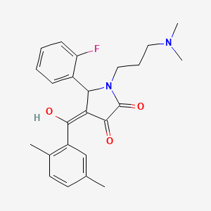 molecular formula C24H27FN2O3 B2443861 1-(3-(dimethylamino)propyl)-4-(2,5-dimethylbenzoyl)-5-(2-fluorophenyl)-3-hydroxy-1H-pyrrol-2(5H)-one CAS No. 537686-09-2