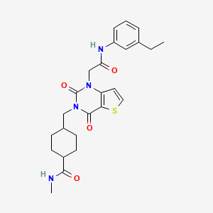molecular formula C25H30N4O4S B2443862 4-((1-(2-((3-乙基苯基)氨基)-2-氧代乙基)-2,4-二氧代-1,2-二氢噻吩[3,2-d]嘧啶-3(4H)-基)甲基)-N-甲基环己烷甲酰胺 CAS No. 941913-46-8
