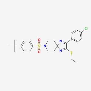 molecular formula C25H30ClN3O2S2 B2443863 8-((4-(Tert-butyl)phenyl)sulfonyl)-2-(4-chlorophenyl)-3-(ethylthio)-1,4,8-triazaspiro[4.5]deca-1,3-diene CAS No. 894925-93-0