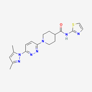 molecular formula C18H21N7OS B2443868 1-(6-(3,5-dimethyl-1H-pyrazol-1-yl)pyridazin-3-yl)-N-(thiazol-2-yl)piperidine-4-carboxamide CAS No. 1351616-53-9