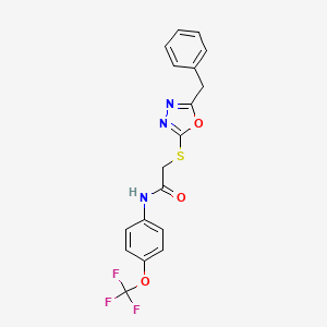 2-((5-benzyl-1,3,4-oxadiazol-2-yl)thio)-N-(4-(trifluoromethoxy)phenyl)acetamide