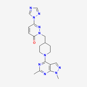 molecular formula C19H22N10O B2443901 2-[(1-{1,6-dimethyl-1H-pyrazolo[3,4-d]pyrimidin-4-yl}piperidin-4-yl)methyl]-6-(1H-1,2,4-triazol-1-yl)-2,3-dihydropyridazin-3-one CAS No. 2190365-67-2