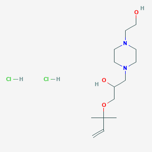 molecular formula C14H30Cl2N2O3 B2443906 1-(4-(2-Hydroxyethyl)piperazin-1-yl)-3-((2-methylbut-3-en-2-yl)oxy)propan-2-ol dihydrochloride CAS No. 1184988-11-1