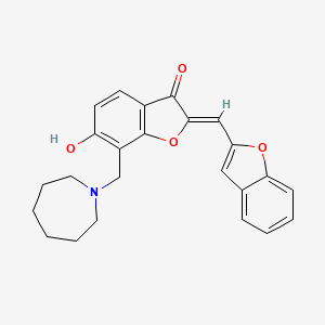 molecular formula C24H23NO4 B2443908 (Z)-7-(azepan-1-ylmethyl)-2-(benzofuran-2-ylmethylene)-6-hydroxybenzofuran-3(2H)-one CAS No. 929832-07-5