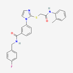 N-(4-fluorobenzyl)-3-(2-((2-oxo-2-(o-tolylamino)ethyl)thio)-1H-imidazol-1-yl)benzamide