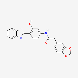 molecular formula C22H16N2O4S B2443924 2-(苯并[d][1,3]二氧杂环-5-基)-N-(4-(苯并[d]噻唑-2-基)-3-羟苯基)乙酰胺 CAS No. 922555-80-4