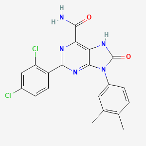 molecular formula C20H15Cl2N5O2 B2443927 2-(2,4-dichlorophenyl)-9-(3,4-dimethylphenyl)-8-oxo-8,9-dihydro-7H-purine-6-carboxamide CAS No. 898422-41-8