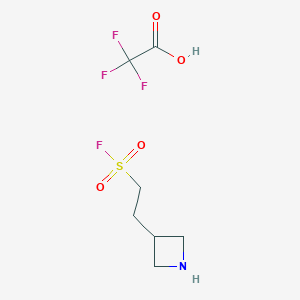 molecular formula C7H11F4NO4S B2443930 2-(氮杂环丁-3-基)乙磺酰氟；2,2,2-三氟乙酸 CAS No. 2418679-10-2