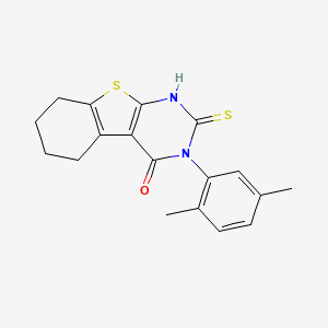 molecular formula C18H18N2OS2 B2443931 3-(2,5-dimethylphenyl)-2-sulfanylidene-5,6,7,8-tetrahydro-1H-[1]benzothiolo[2,3-d]pyrimidin-4-one CAS No. 380436-86-2