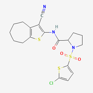 1-((5-chlorothiophen-2-yl)sulfonyl)-N-(3-cyano-5,6,7,8-tetrahydro-4H-cyclohepta[b]thiophen-2-yl)pyrrolidine-2-carboxamide