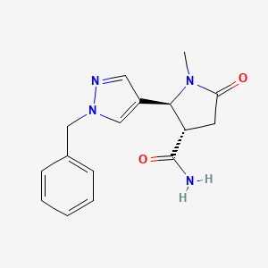 molecular formula C16H18N4O2 B2443936 (2S,3S)-2-(1-Benzylpyrazol-4-yl)-1-methyl-5-oxopyrrolidine-3-carboxamide CAS No. 1807940-84-6