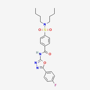 molecular formula C23H27FN4O4S B2443955 4-(dibutylsulfamoyl)-N-[5-(4-fluorophenyl)-1,3,4-oxadiazol-2-yl]benzamide CAS No. 533869-43-1
