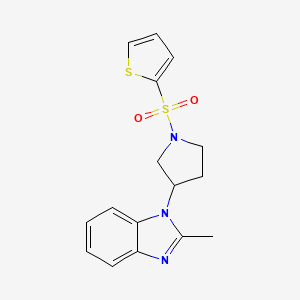 molecular formula C16H17N3O2S2 B2443956 2-methyl-1-(1-(thiophen-2-ylsulfonyl)pyrrolidin-3-yl)-1H-benzo[d]imidazole CAS No. 2097900-50-8