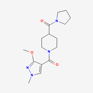 molecular formula C16H24N4O3 B2443999 (3-methoxy-1-methyl-1H-pyrazol-4-yl)(4-(pyrrolidine-1-carbonyl)piperidin-1-yl)methanone CAS No. 1226456-63-8