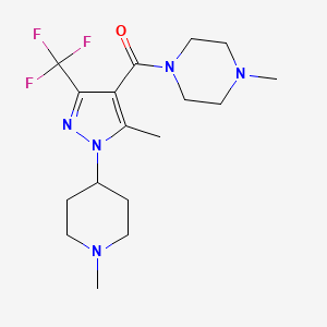molecular formula C17H26F3N5O B2444015 (5-methyl-1-(1-methylpiperidin-4-yl)-3-(trifluoromethyl)-1H-pyrazol-4-yl)(4-methylpiperazin-1-yl)methanone CAS No. 1226441-17-3