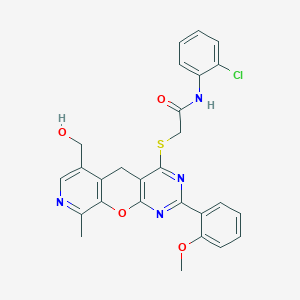 N-(2-chlorophenyl)-2-((6-(hydroxymethyl)-2-(2-methoxyphenyl)-9-methyl-5H-pyrido[4',3':5,6]pyrano[2,3-d]pyrimidin-4-yl)thio)acetamide