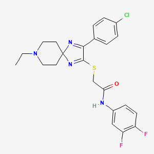 molecular formula C23H23ClF2N4OS B2444026 2-((3-(4-chlorophenyl)-8-ethyl-1,4,8-triazaspiro[4.5]deca-1,3-dien-2-yl)thio)-N-(3,4-difluorophenyl)acetamide CAS No. 1216972-84-7